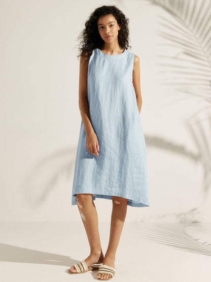 100% Linen Sleeveless Dress SIENNA by LINTICO