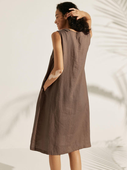 100% Linen Sleeveless Dress SIENNA 