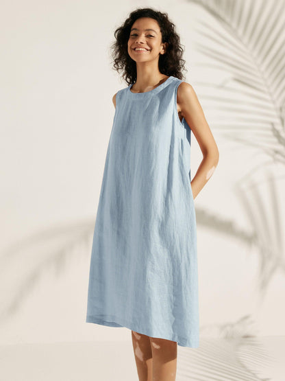100% Linen Sleeveless Dress SIENNA by LINTICO