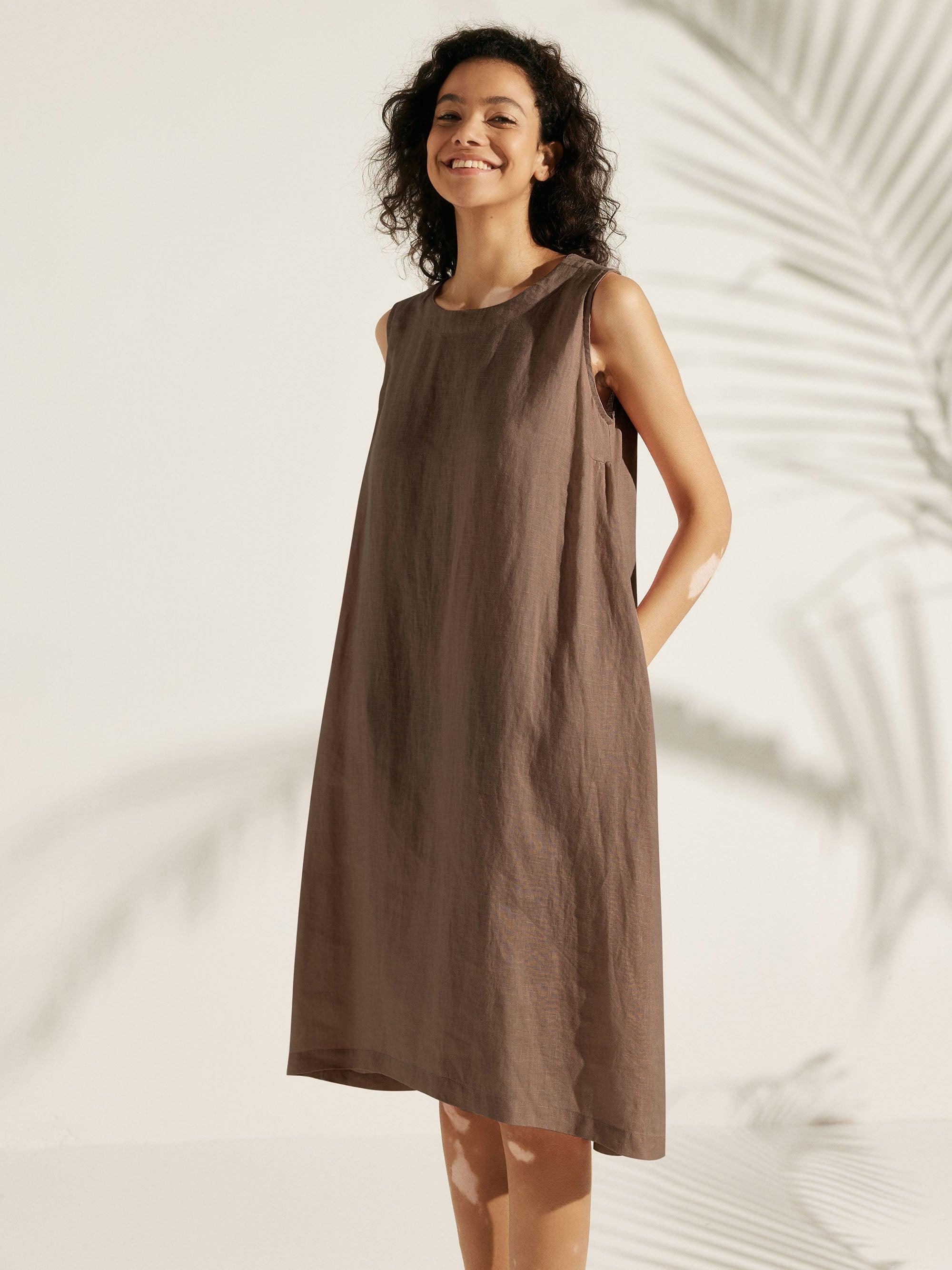 100% Linen Sleeveless Dress SIENNA by LINTICO