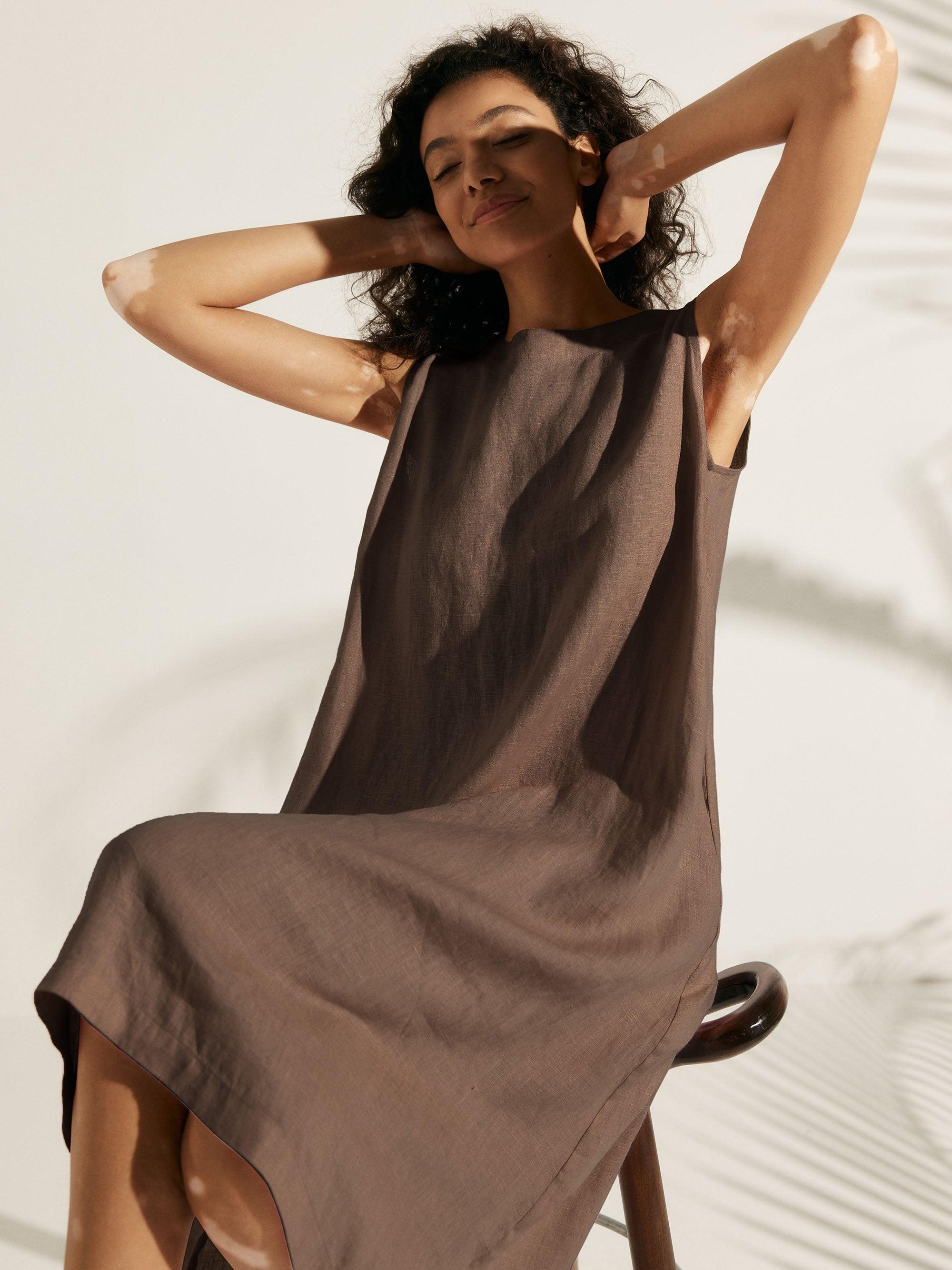 100% Linen Sleeveless Dress SIENNA by LINTICO