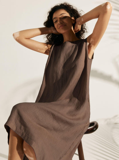 100% Linen Sleeveless Dress SIENNA by LINTICO