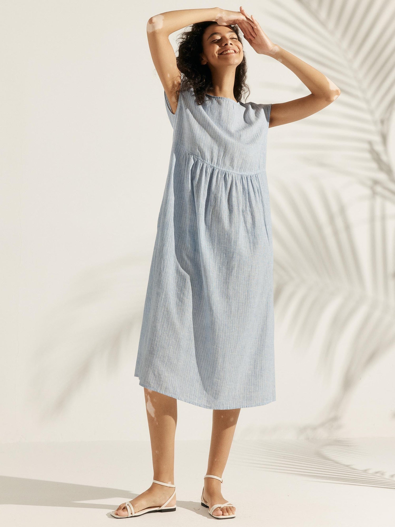 100% Linen Cap Sleeve Washed Maxi Dress JOAN by LINTICO