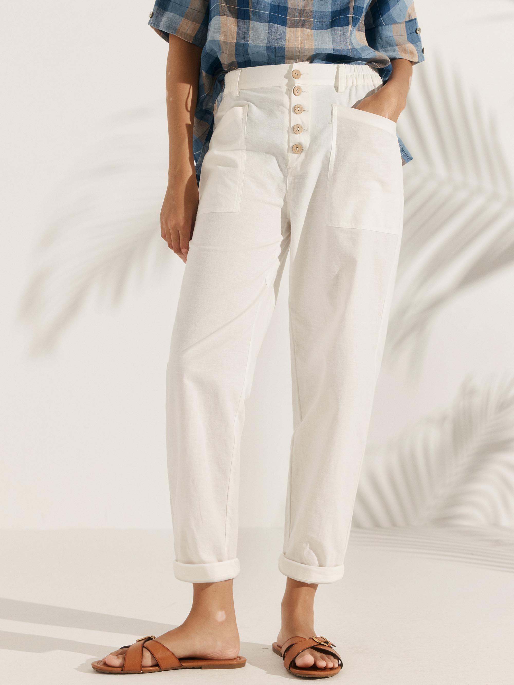 Linen Simple Button Fly Trousers HEIDI by LINTICO