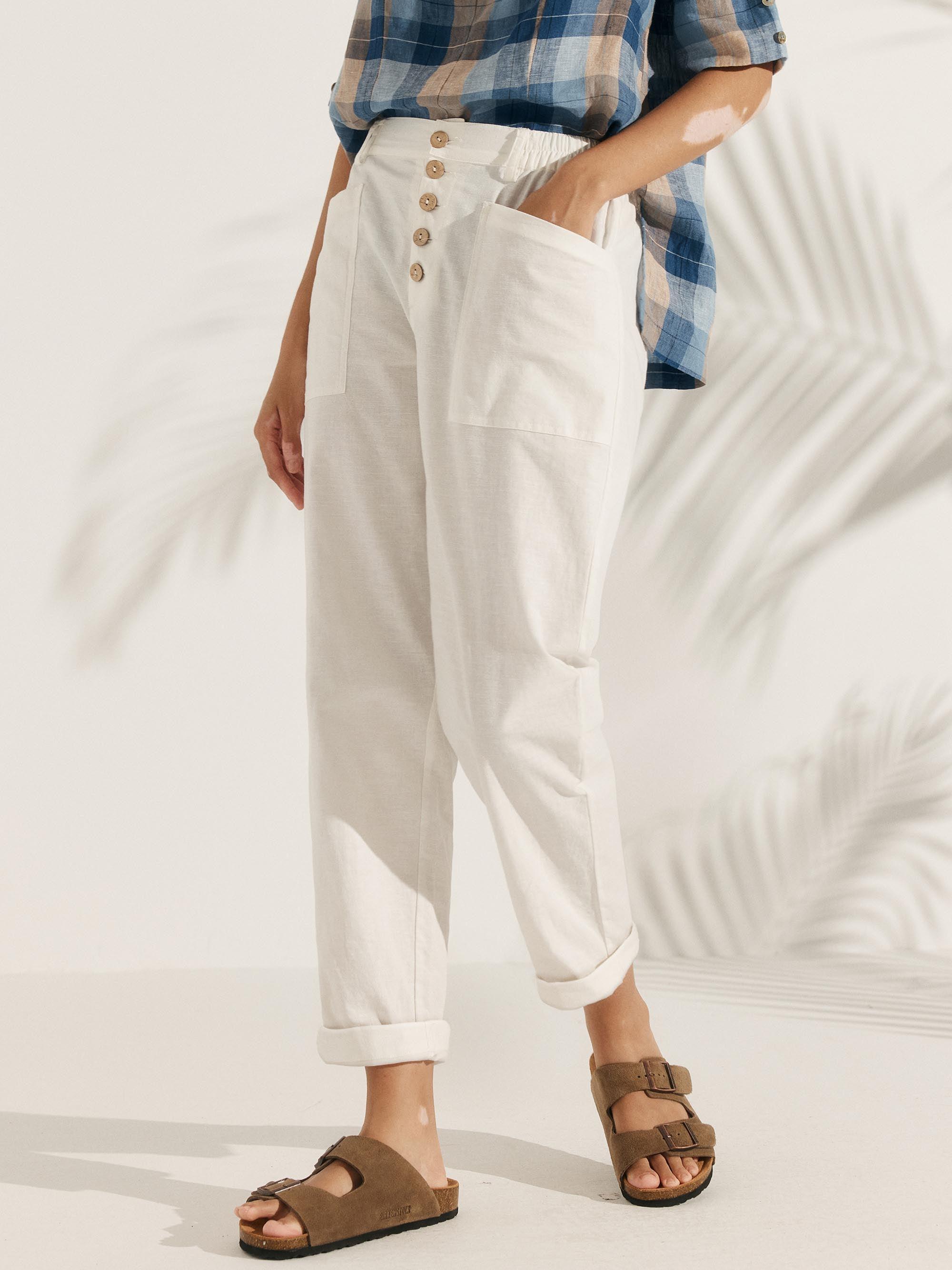 Linen Simple Button Fly Trousers HEIDI by LINTICO