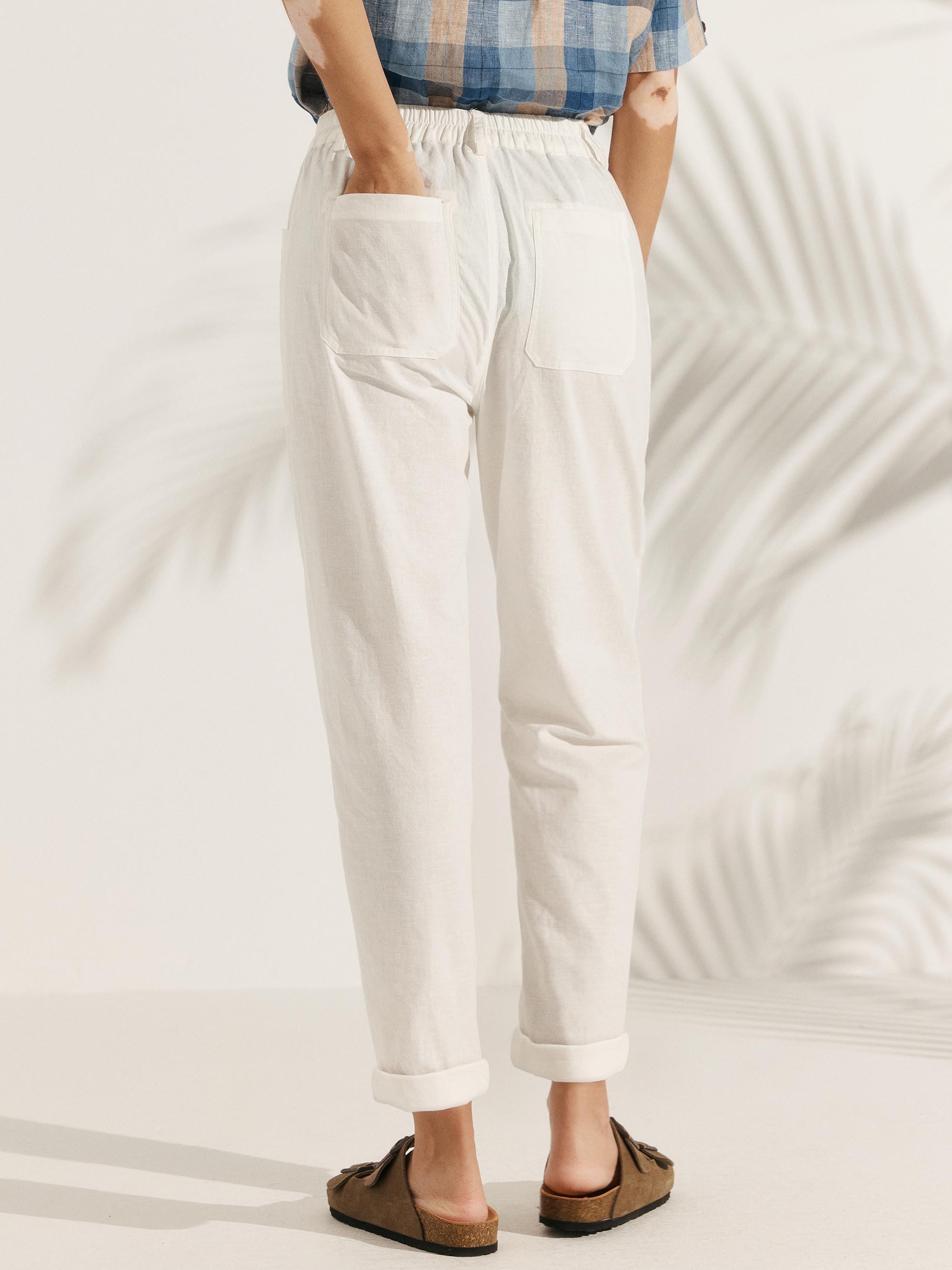 Linen Simple Button Fly Trousers HEIDI by LINTICO