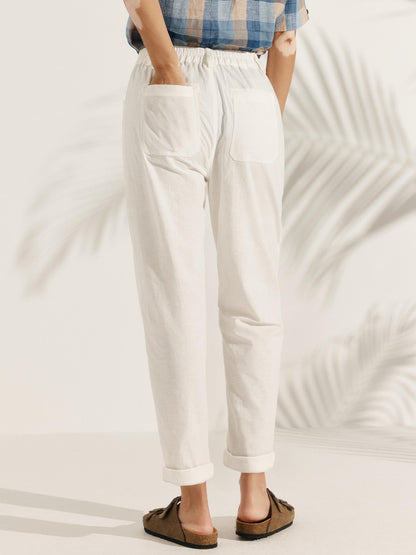Linen Simple Button Fly Trousers HEIDI by LINTICO
