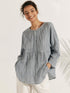 Linen Checked Long-Sleeved Top CAROLINE by LINTICO