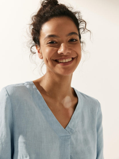 100% Linen Puff Sleeves Top LEAH by LINTICO