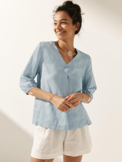 100% Linen Puff Sleeves Top LEAH by LINTICO