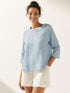Linen Round Soft-Fold Collar Top ANAIS by LINTICO