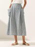 Linen Checked Elastic Waist Skirt ONYX by LINTICO