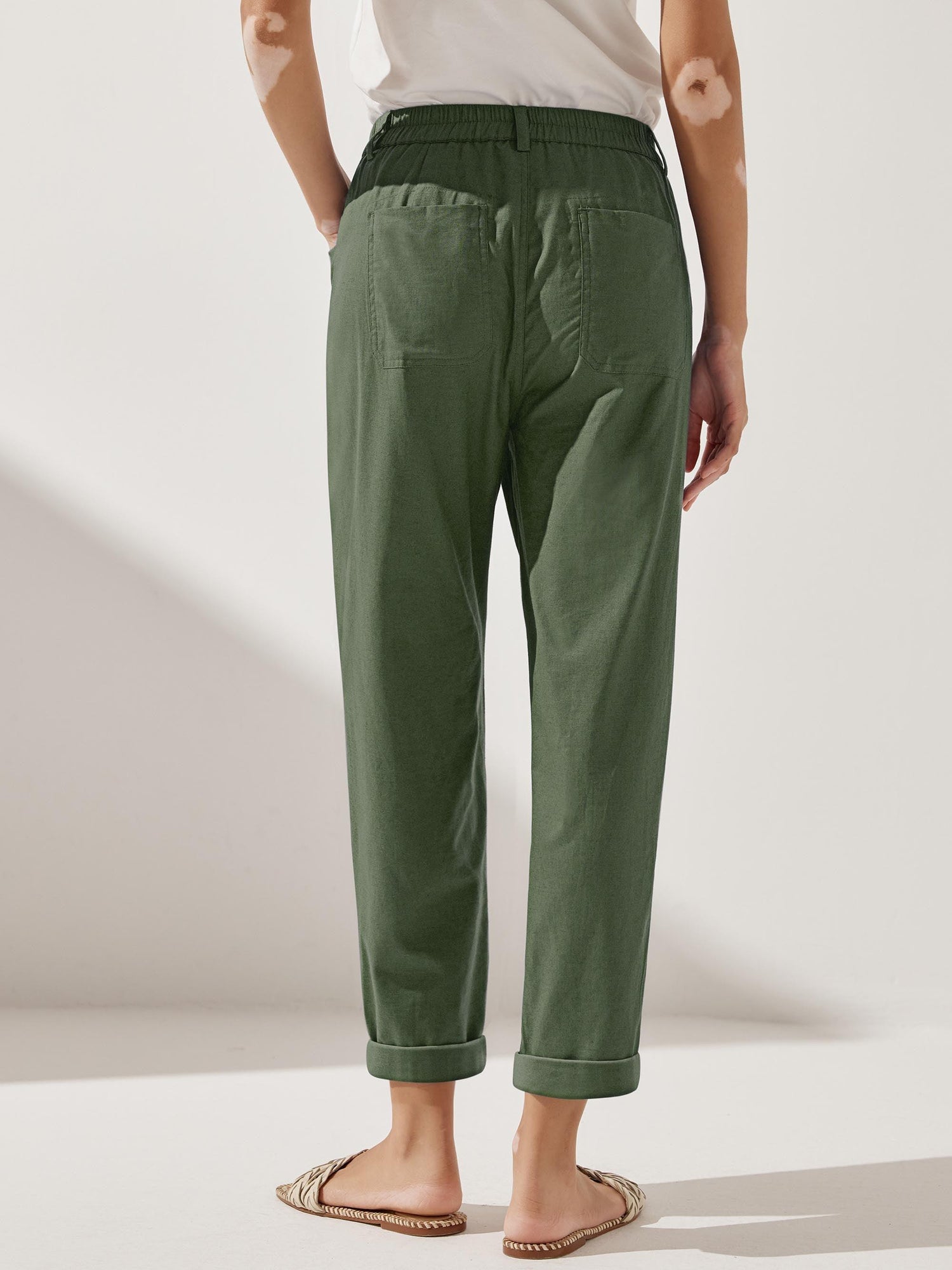 Linen Simple Button Fly Trousers HEIDI by LINTICO