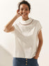 Linen Cutout Turtleneck Top QUINN by LINTICO
