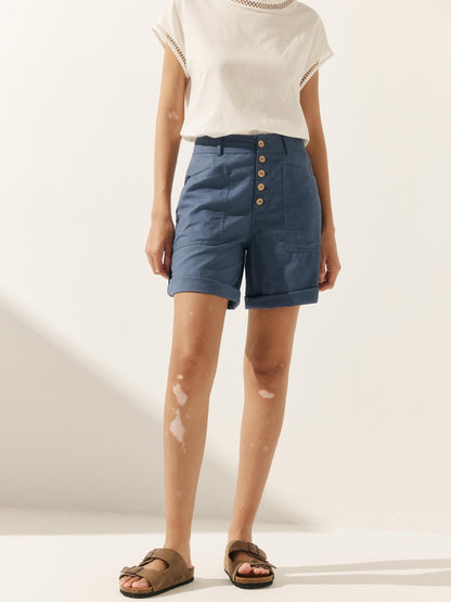 Linen Button-Fly Quarter Shorts LUCY by LINTICO