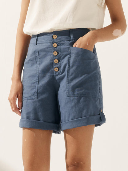 Linen Button-Fly Quarter Shorts LUCY by LINTICO