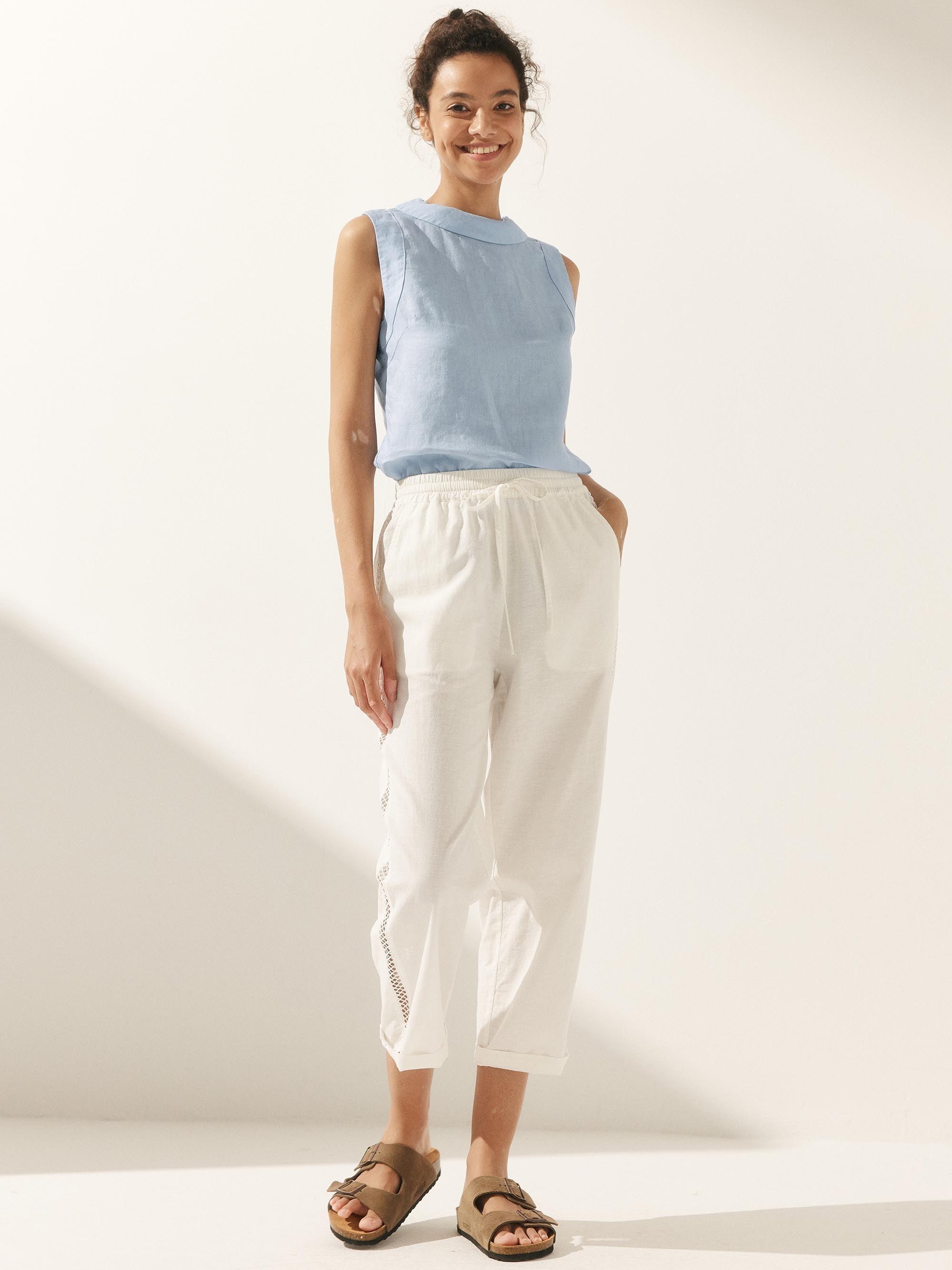 100% Linen Draped Collar Tank Top JACQUELINE by LINTICO