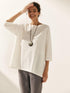 Linen White Boat Neck Oversized Top AVA by LINTICO