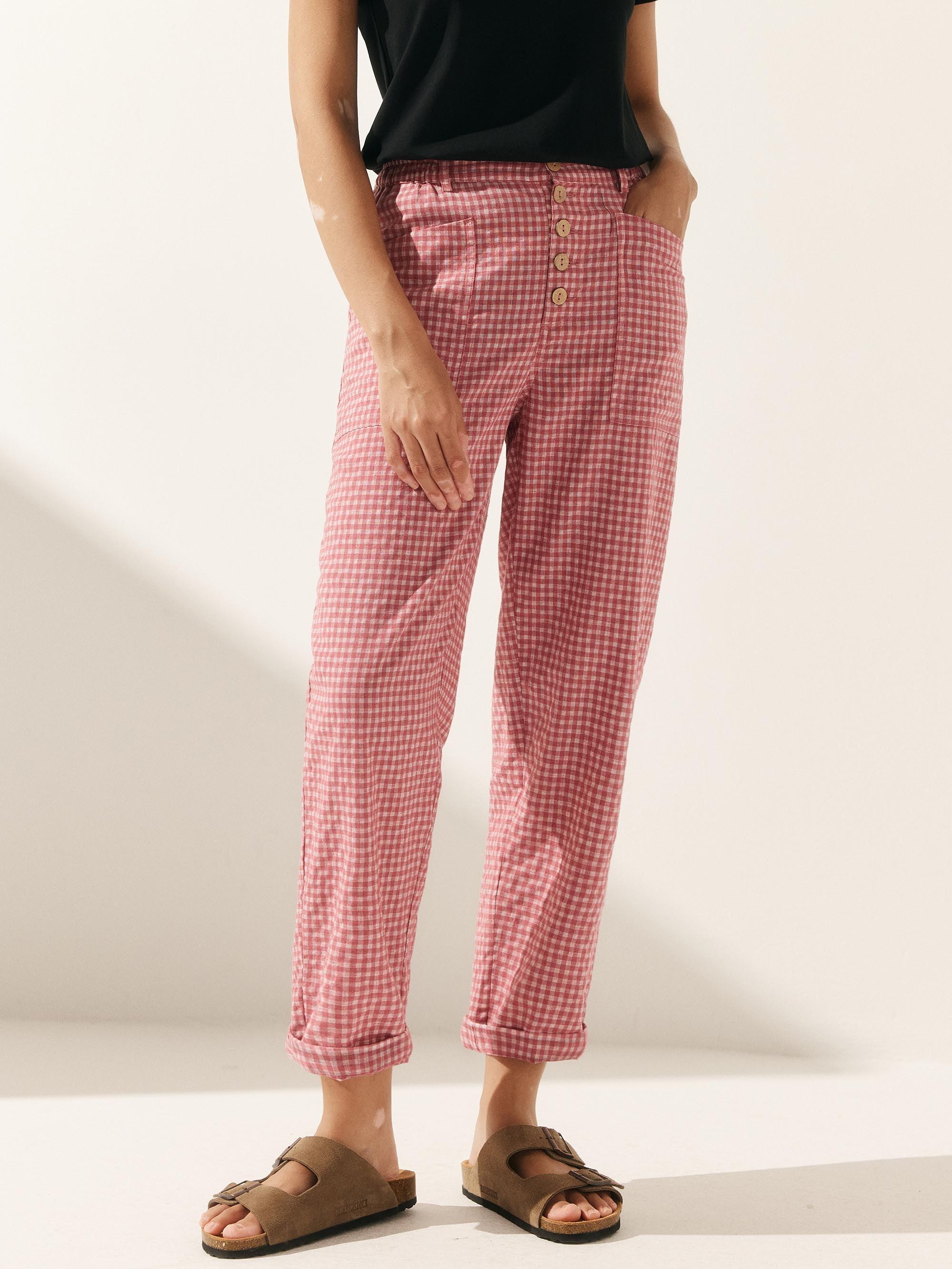 Linen Simple Button Fly Trousers HEIDI by LINTICO
