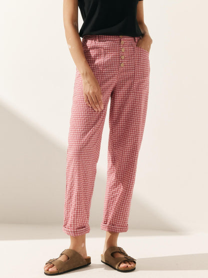 Linen Simple Button Fly Trousers HEIDI by LINTICO