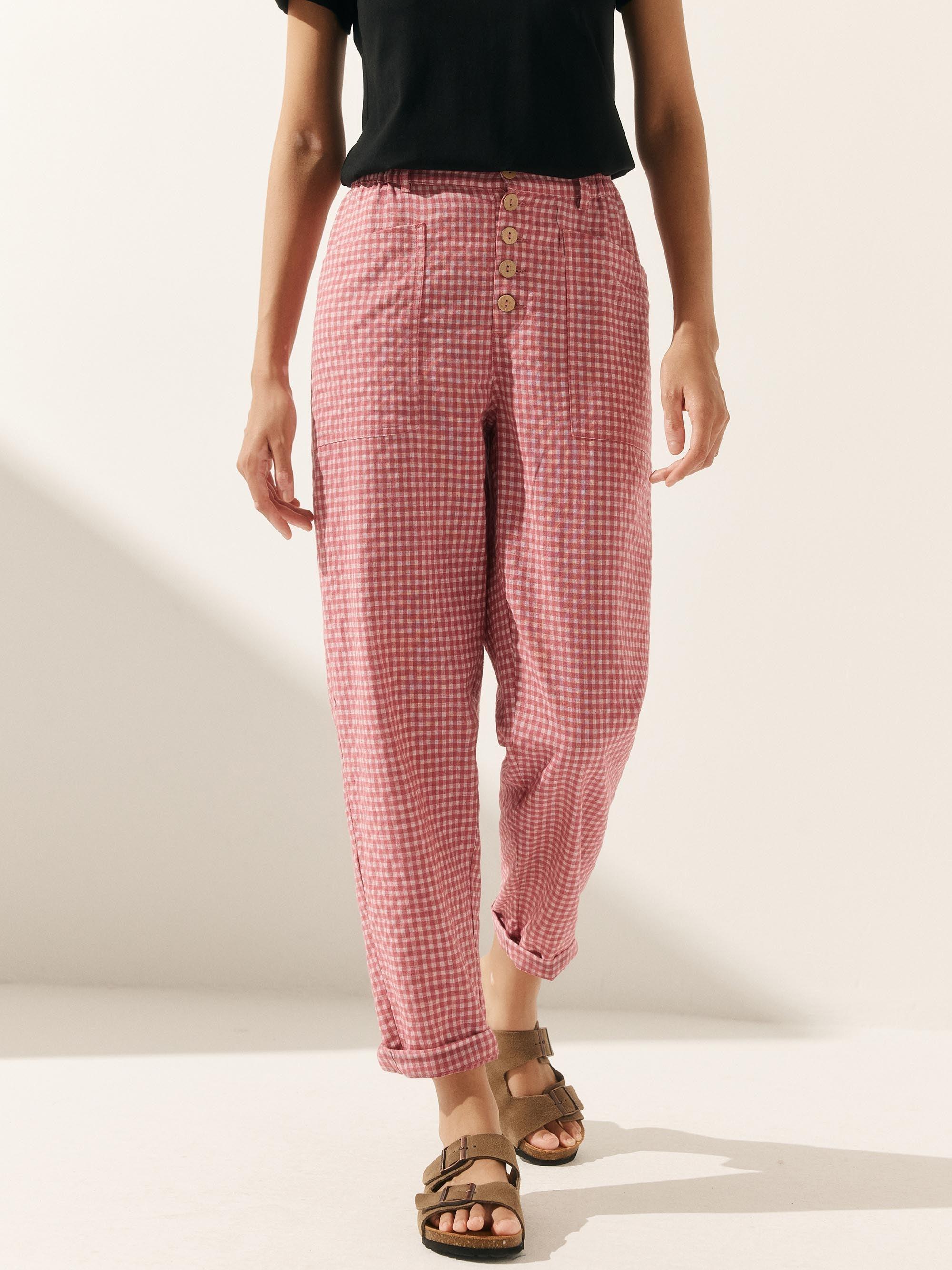 Linen Simple Button Fly Trousers HEIDI by LINTICO