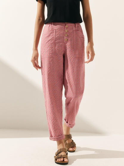 Linen Simple Button Fly Trousers HEIDI by LINTICO