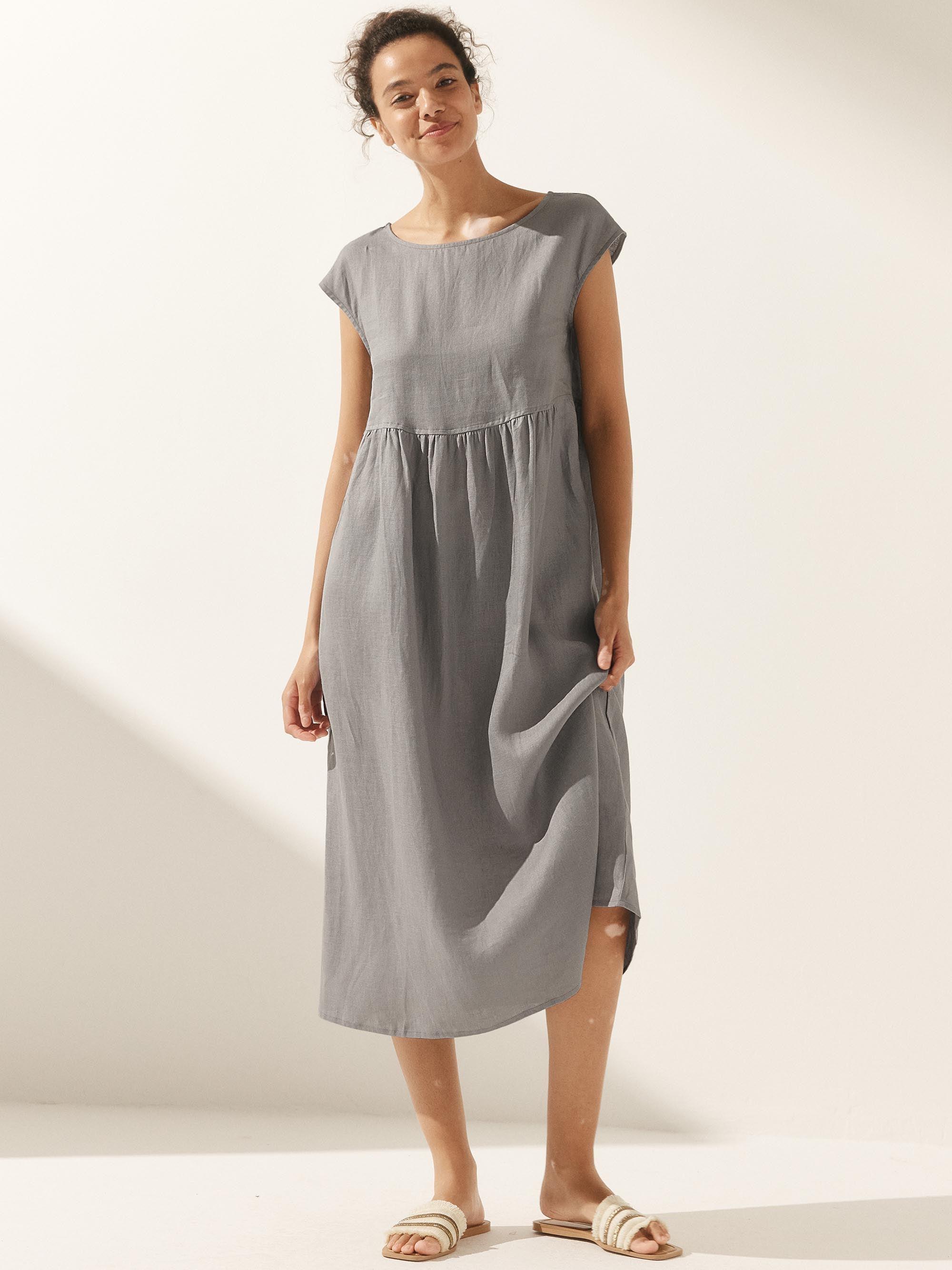 100% Linen Cap Sleeve Washed Maxi Dress JOAN by LINTICO