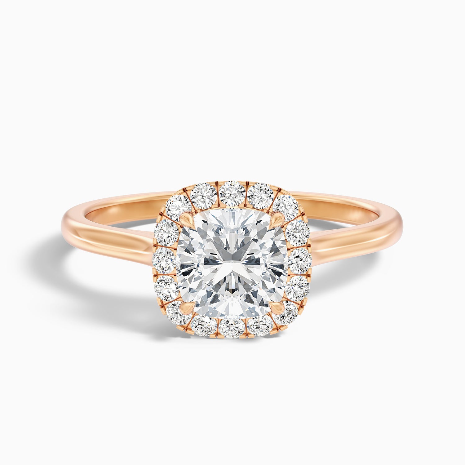 Dina 2.5 Carat Cushion Cut Halo Moissanite Diamond Ring in 10k Rose Gold