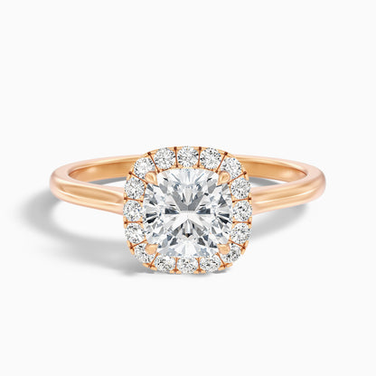 Jeri 1.5 Carat Cushion Cut Halo Lab Grown Engagement Ring in 14k Rose Gold  DestGlow
