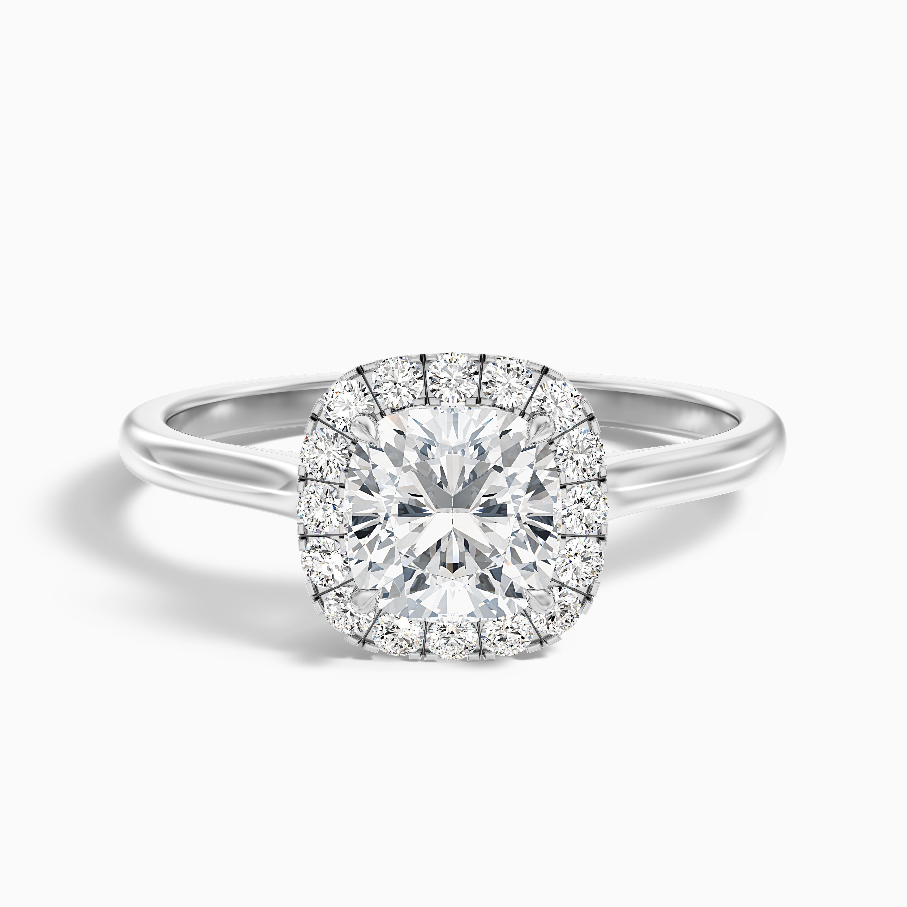 Jeri 3.5 Carat Cushion Cut Halo Lab Grown Engagement Ring in 14k Yellow Gold  DestGlow