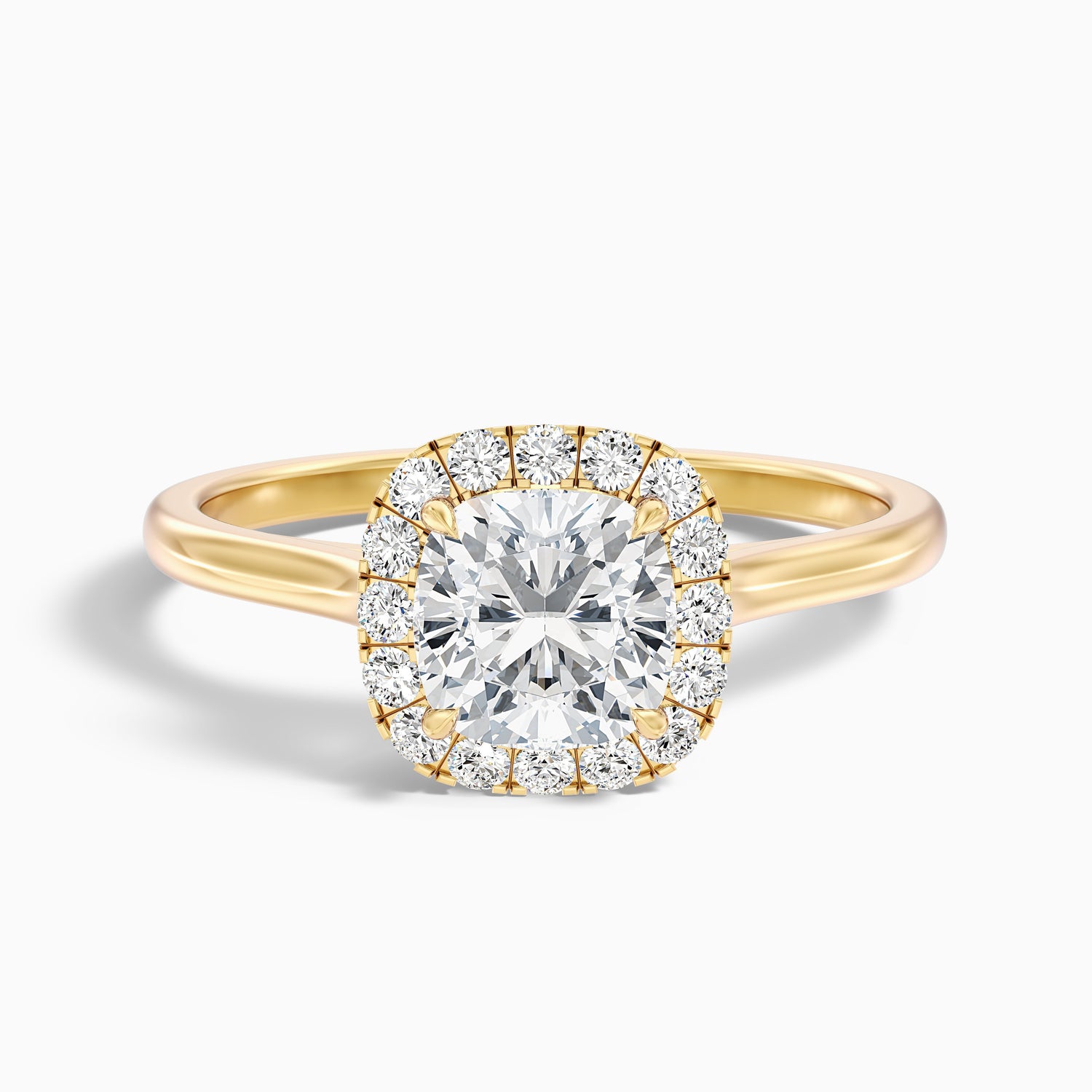 Jeri 3 Carat Cushion Cut Halo Lab Grown Engagement Ring in 18k Yellow Gold  DestGlow