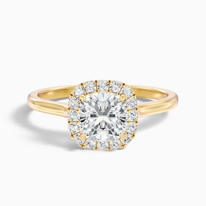 Jeri 1.5 Carat Cushion Cut Halo Lab Grown Engagement Ring in 18k Yellow Gold  DestGlow