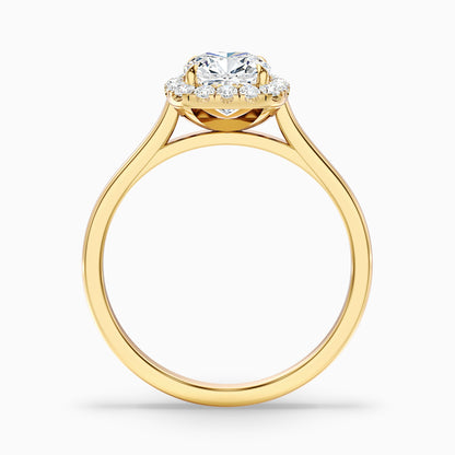 Jeri 1 Carat Cushion Cut Halo Lab Grown Engagement Ring in 18k Yellow Gold  DestGlow