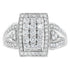 10K White Gold 1.0 Cttw Diamond Rectangular Cushion Shaped Cluster Halo Flared Band Cocktail Fashion Ring (H-I Color, SI2-I1 Clarity) - Size 7 by Bids.com