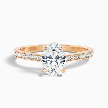 Dallas 4 Carat Oval Cut Side Stone Pave Moissanite Diamond Ring in 925 Sterling Silver