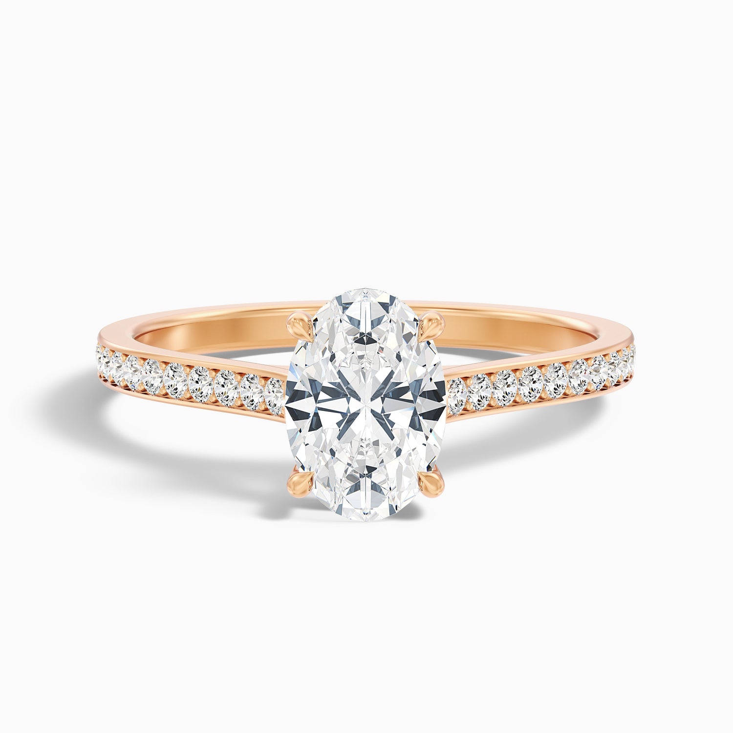 Dallas 1.5 Carat Oval Cut Side Stone Pave Moissanite Diamond Ring in 925 Sterling Silver