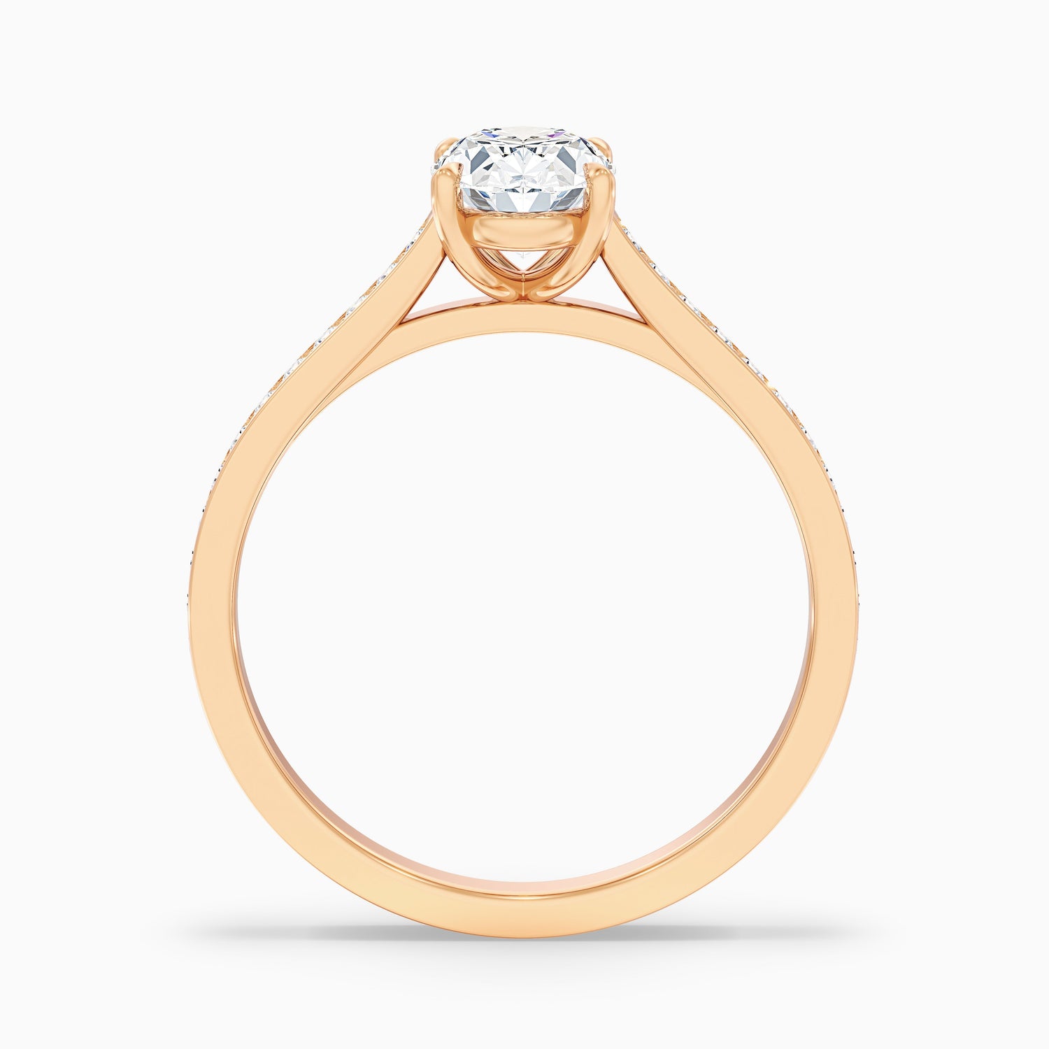 Jessy 5 Carat Oval Cut Side Stone Pave Lab Grown Engagement Ring in 10k Yellow Gold