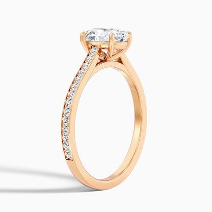 Jessy 3 Carat Oval Cut Side Stone Pave Lab Grown Engagement Ring in 18k White Gold