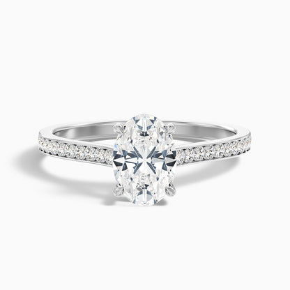 Dallas 5.5 Carat Oval Cut Side Stone Pave Moissanite Diamond Ring in 10k Rose Gold