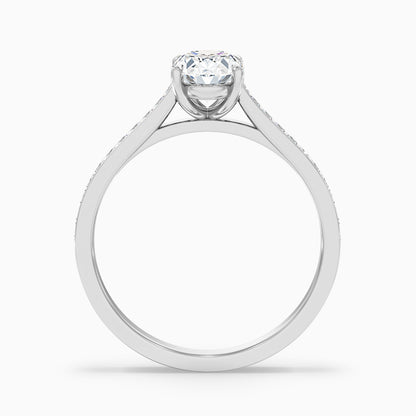 Jessy 4.5 Carat Oval Cut Side Stone Pave Lab Grown Engagement Ring in 18k Rose Gold