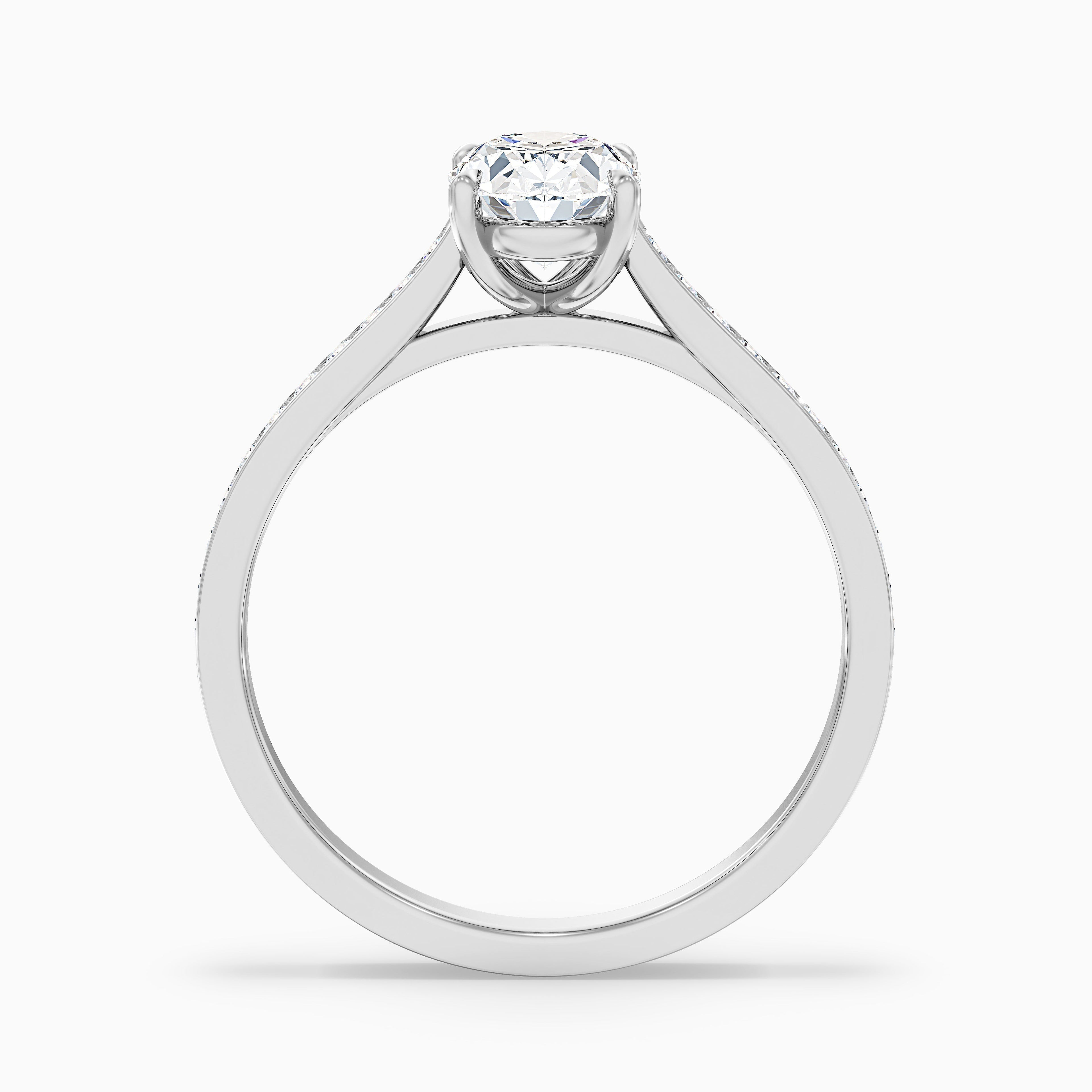 Jessy 3 Carat Oval Cut Side Stone Pave Lab Grown Engagement Ring in 18k Rose Gold