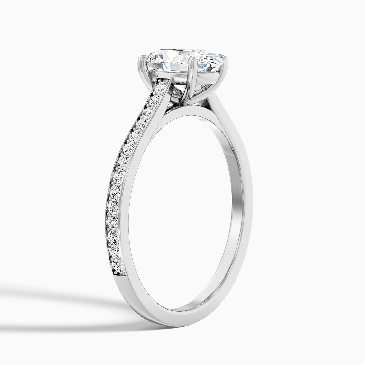 Jessy 5 Carat Oval Cut Side Stone Pave Lab Grown Engagement Ring in 10k Yellow Gold