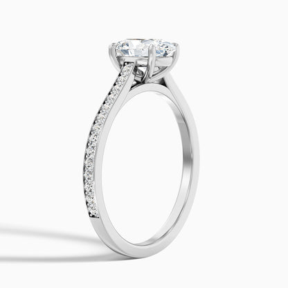 Jessy 3 Carat Oval Cut Side Stone Pave Lab Grown Engagement Ring in 10k Yellow Gold