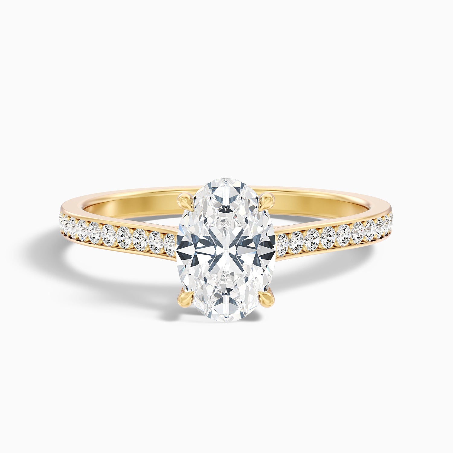 Dallas 4 Carat Oval Cut Side Stone Pave Moissanite Diamond Ring in Platinum