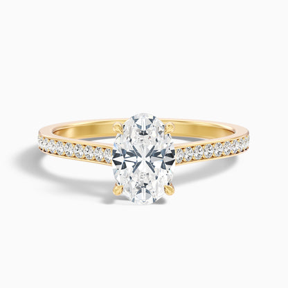 Jessy 1.5 Carat Oval Cut Side Stone Pave Lab Grown Engagement Ring in 18k White Gold