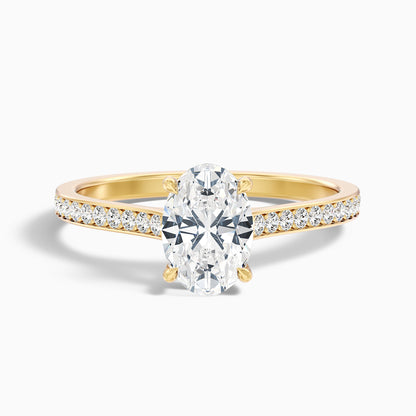 Jessy 5 Carat Oval Cut Side Stone Pave Lab Grown Engagement Ring in 14k White Gold