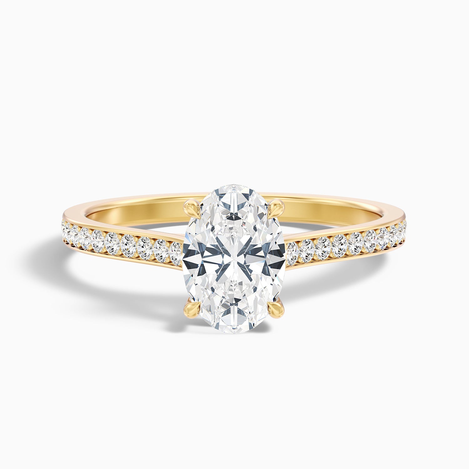 Dallas 4 Carat Oval Cut Side Stone Pave Moissanite Diamond Ring in 14k Rose Gold