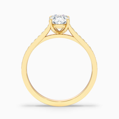 Dallas 4 Carat Oval Cut Side Stone Pave Moissanite Diamond Ring in 18k White Gold