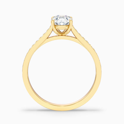 Jessy 5 Carat Oval Cut Side Stone Pave Lab Grown Engagement Ring in 14k Rose Gold