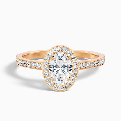 Eden 4 Carat Oval Halo Pave Lab Grown Engagement Ring in 18k White Gold  DestGlow